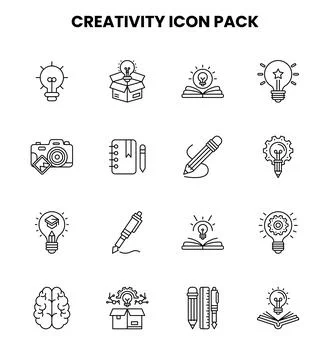 Creativity Line Bundle Icons Pack Stock Illustration