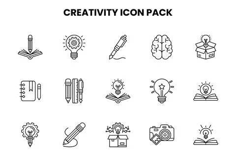 Creativity Line Bundle Icons Pack Stock Illustration