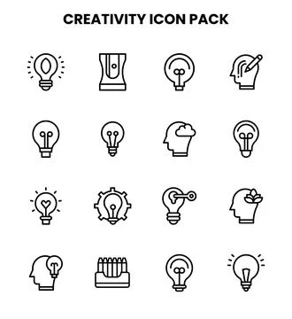 Creativity Line Collection Icons Pack Stock Illustration