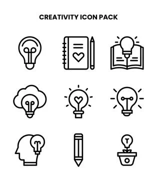 Creativity Line Collection Icons Pack Stock Illustration