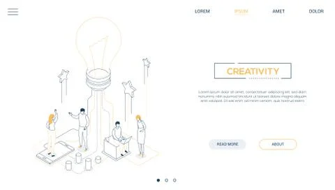 Creativity - line design style isometric web banner Stock Illustration