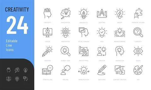 Creativity Line Editable Icons set. Stock Illustration
