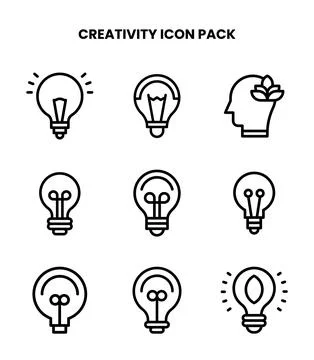Creativity Line Graphics Icons Pack Stock Illustration