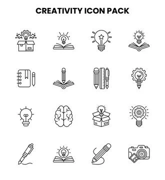 Creativity Line Graphics Icons Pack Stock Illustration