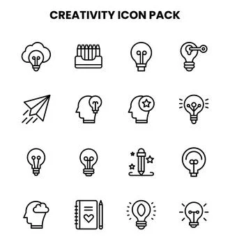 Creativity Line Graphics Icons Pack Stock Illustration