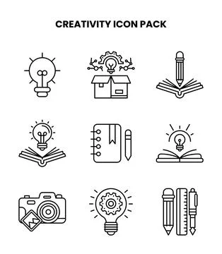 Creativity Line Graphics Icons Pack Stock Illustration