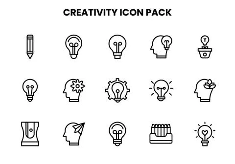 Creativity Line Icons Pack 스톡 일러스트