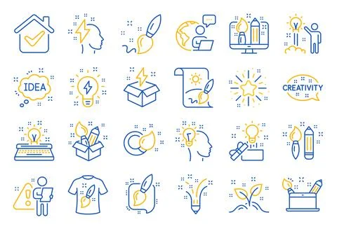 Creativity line icons. Set of Design, Idea and Inspiration signs. Vector Stock Illustration