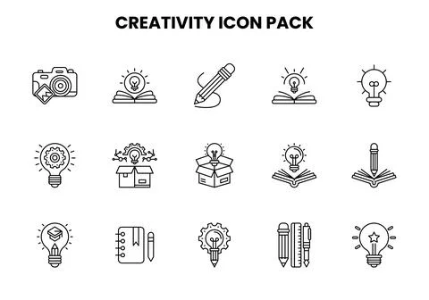 Creativity Line Scalable Icons Pack Illustrazione stock