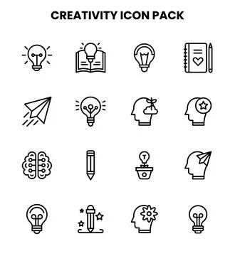 Creativity Line Scalable Icons Pack Иллюстрация