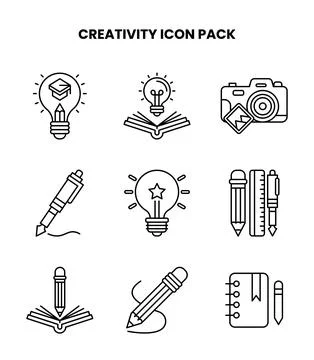 Creativity Line Set Icons Pack Illustrazione stock