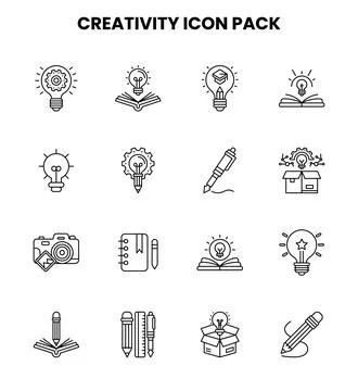 Creativity Line Vector Icons Pack Stock Illustration