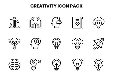 Creativity Line Vector Icons Pack 스톡 일러스트