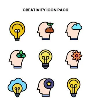 Creativity Lineal Color Bundle Icons Pack 스톡 일러스트