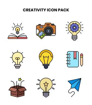 Creativity Lineal Color Graphics Icons Pack Illustrazione stock