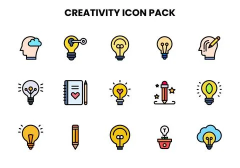 Creativity Lineal Color Icons Pack Ilustración de archivo