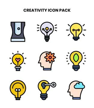 Creativity Lineal Color Icons Pack Stock Illustration