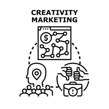 Creativity marketing developing ideas and strategies Stock Illustration