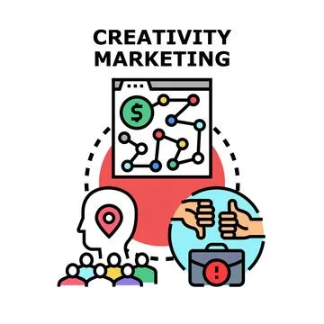 Creativity marketing developing ideas and strategies Stock Illustration