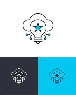 Creativity or Innovation Icon with Bulb and Cloud Stock Illustration
