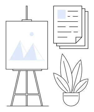 Creativity, organization, workspace, office decor, art design, minimalism. Im Stock Illustration
