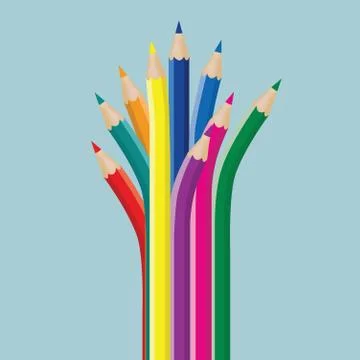 The creativity of the pencil. Isolated on blue background. Stock Illustration