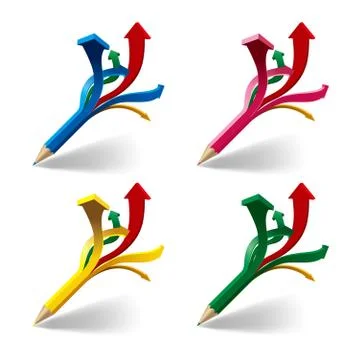 The creativity of the pencil. Isolated on blue background. Stock Illustration