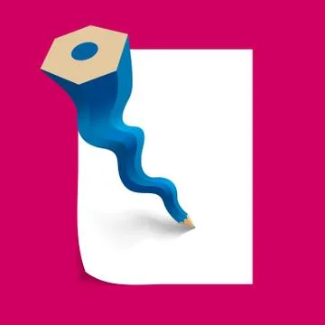 The creativity of the pencil. Isolated on red background. Stock Illustration