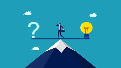 Creativity in problem solving. A brilliant businessman who walks from trouble Illustrazione stock