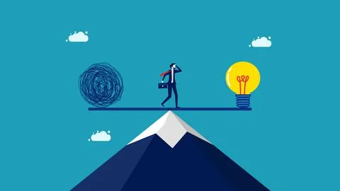 Creativity in problem solving. A brilliant businessman who walks from trouble Stock Illustration