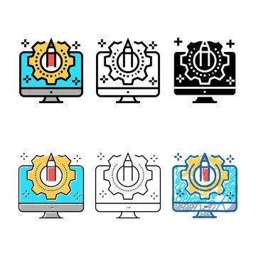Creativity process ugc color minimal icon vector 스톡 일러스트