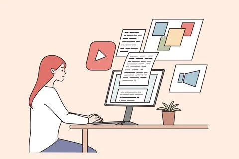 Creativity, remote work, freelance concept Stock Illustration