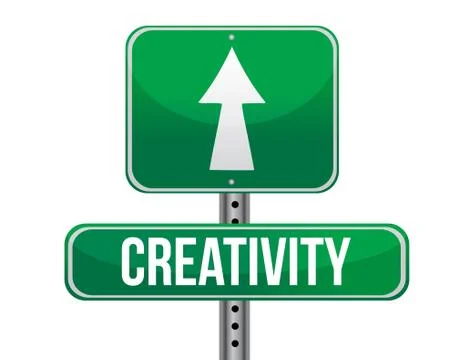Creativity road sign illustration design over a white background Ilustração Stock