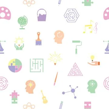 Creativity seamless pattern background icon. Stock Illustration
