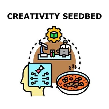 Creativity seedbed concept discovering new ideas developing innovation Stock Illustration
