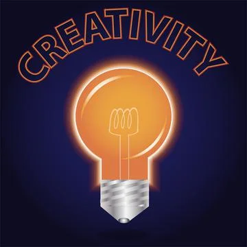Creativity Sign and Light Bulb Vector Illustration Stock Illustration
