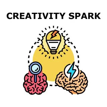 Creativity spark concept creating innovative solutions and new ideas Stock Illustration