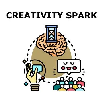 Creativity spark concept generating new ideas brainstorming Stock Illustration