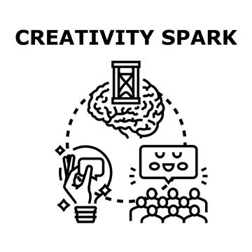 Creativity spark concept generating new ideas brainstorming Stock Illustration