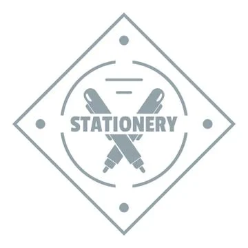 Creativity stationery logo, simple gray style Illustrazione stock