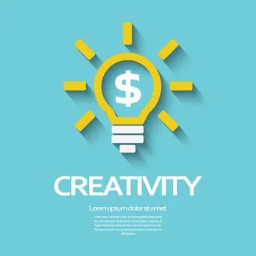 Creativity symbol with light bulb and dollar sign inside Illustrazione stock