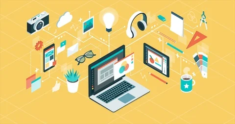 Creativity, technology and graphic design Stock Footage 114801428