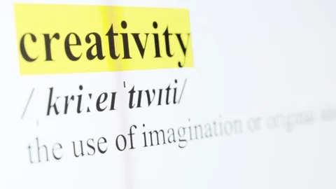 Creativity Text Macro Shot Highlighted in Yellow Color On Computer Screen Stock Footage 123224251