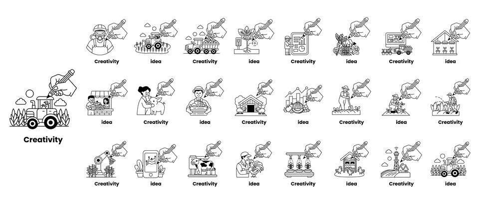 Creativity is the theme of this image Stock Illustration