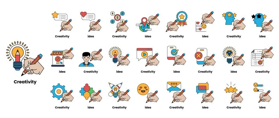 Creativity is the theme of this image Stock Illustration