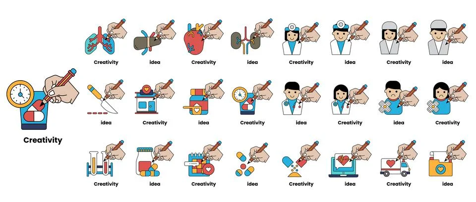 Creativity is the theme of this image Stock Illustration