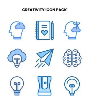 Creativity Two Colour Bundle Icons Pack 库存插图