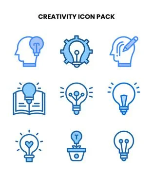 Creativity Two Colour Bundle Icons Pack Stock Illustration