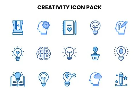 Creativity Two Colour Bundle Icons Pack 스톡 일러스트