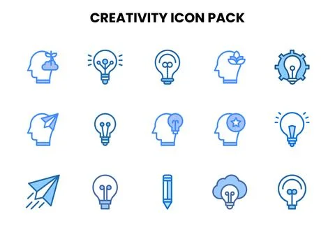 Creativity Two Colour Collection Icons Pack Illustrazione stock